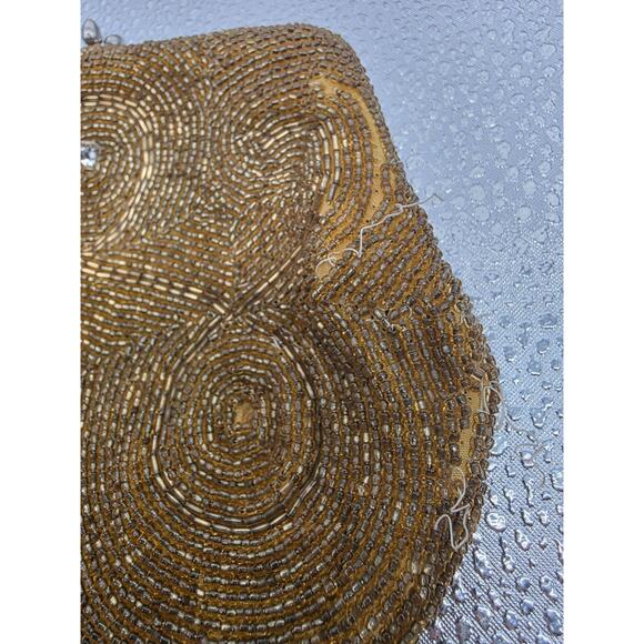 Vintage Beaded Sequin Clutch Purse Gold Made In Japan - Picture 9 of 9